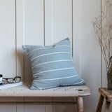 Ebino Wide Stripe Jade and White Cushion