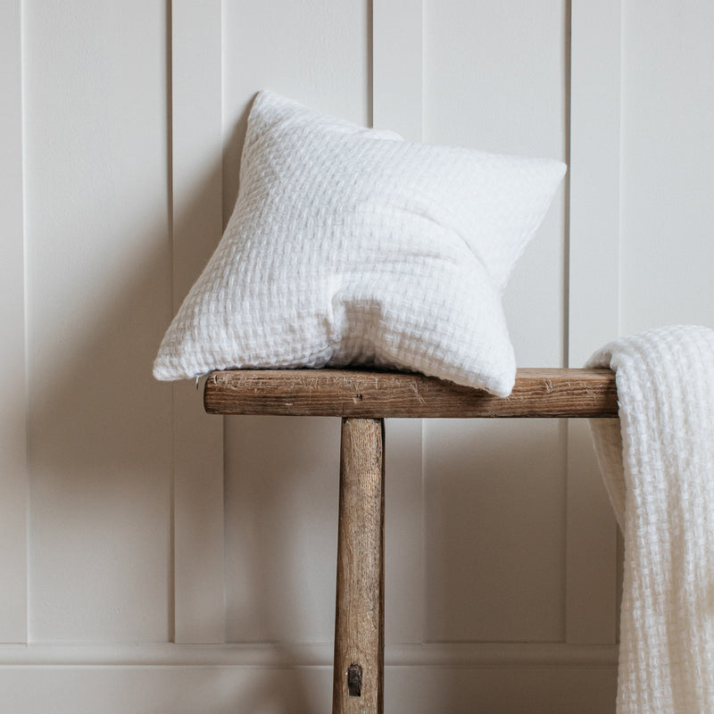 Hallen Warm White Basketweave Cushion