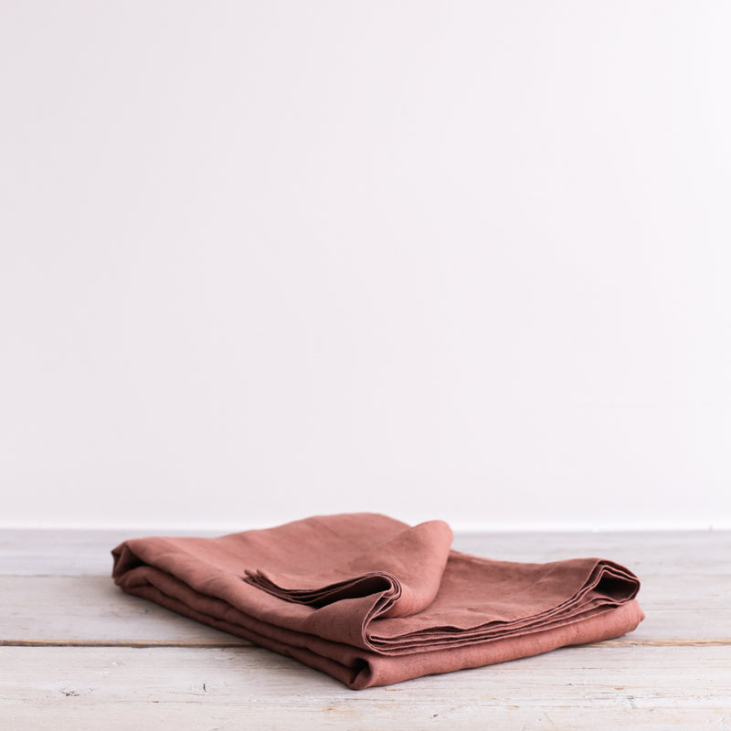 Garment Washed 100% Linen Tablecloth Copper