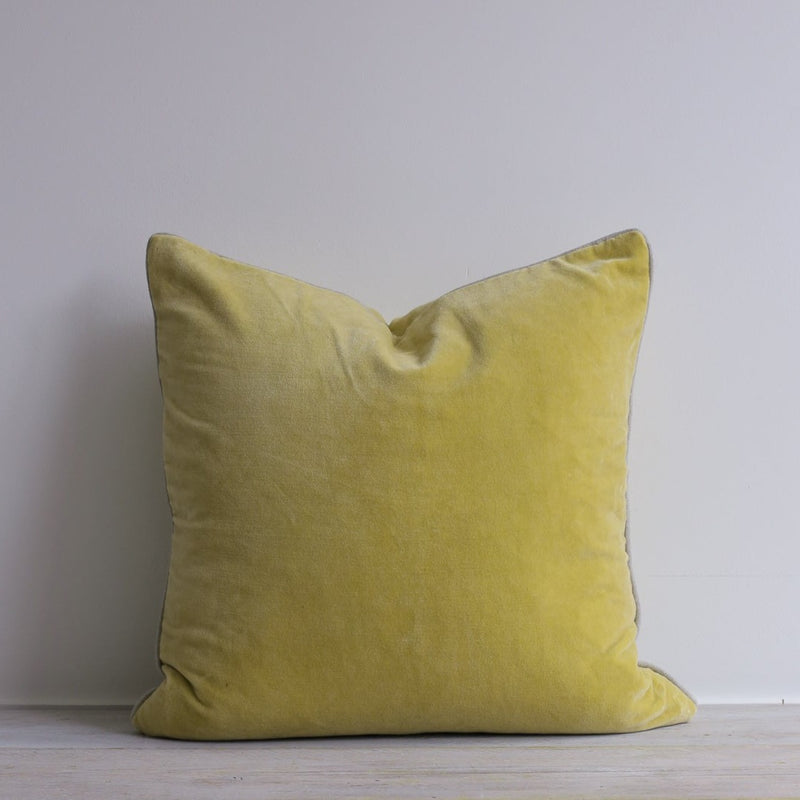 Unari Washed Olive Velvet Cushion