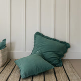 Olivia Ruffle Pillow Seagreen 100% Linen
