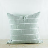 Ebino Wide Stripe Jade and White Cushion