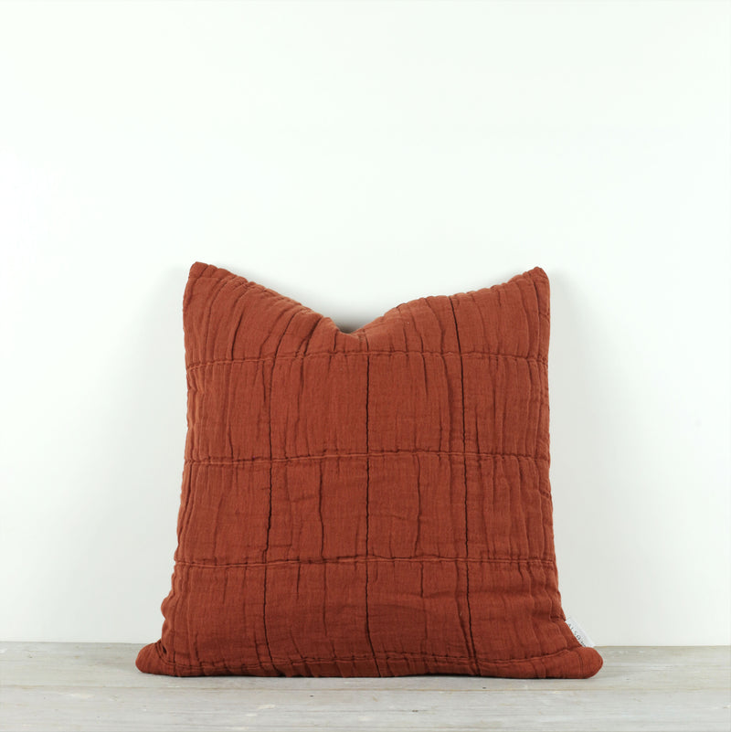 Nora Grid Cushion Rust