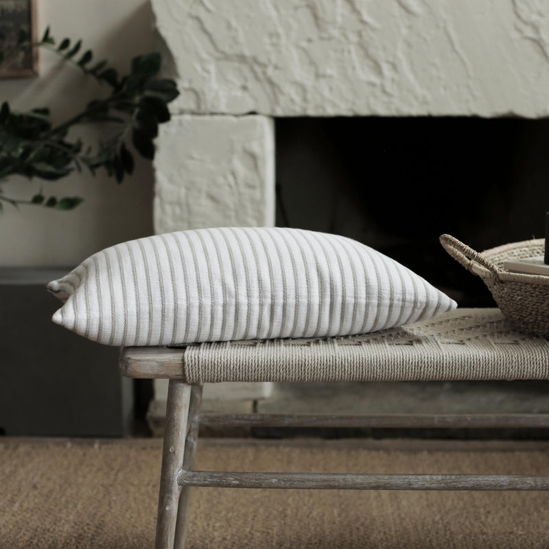 Hikari Taupe Stripe Cotton Cushion