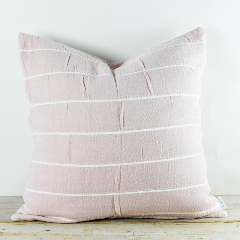 Ebino Wide Stripe Blush and White Pillow