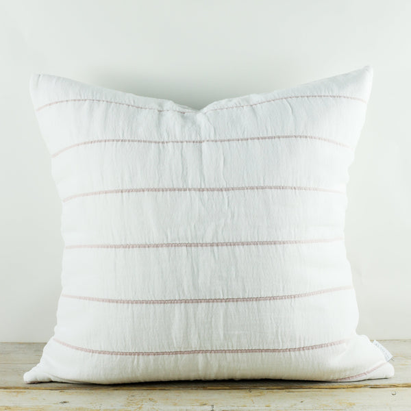 Isen Wide Stripe White and Blush Pillow