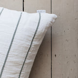 Isen Wide Stripe White and Jade Cushion
