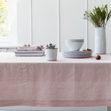 Garment Washed 100% Linen Tablecloth Blush Pink