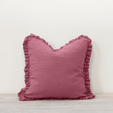 Oli Ruffle Cushion 100% Linen Cushion Pomegranate