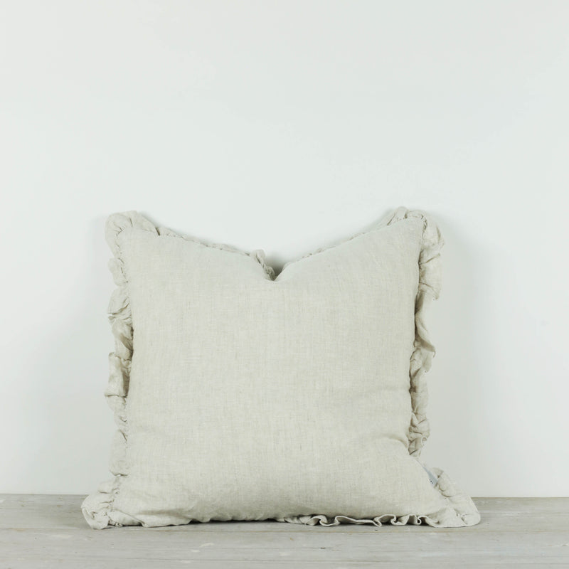 Oli Ruffle 100% Linen Cushion Natural