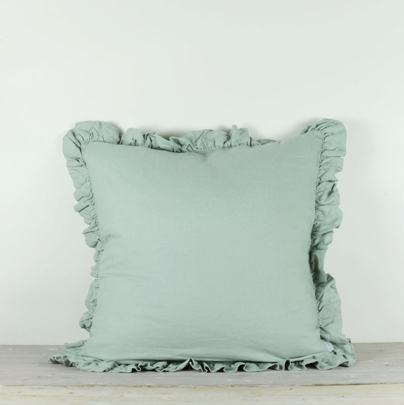 Olivia Ruffle Pillow 100% Linen Sage