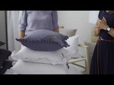 Olivia Ruffle 100% Linen Pillow Slate Grey