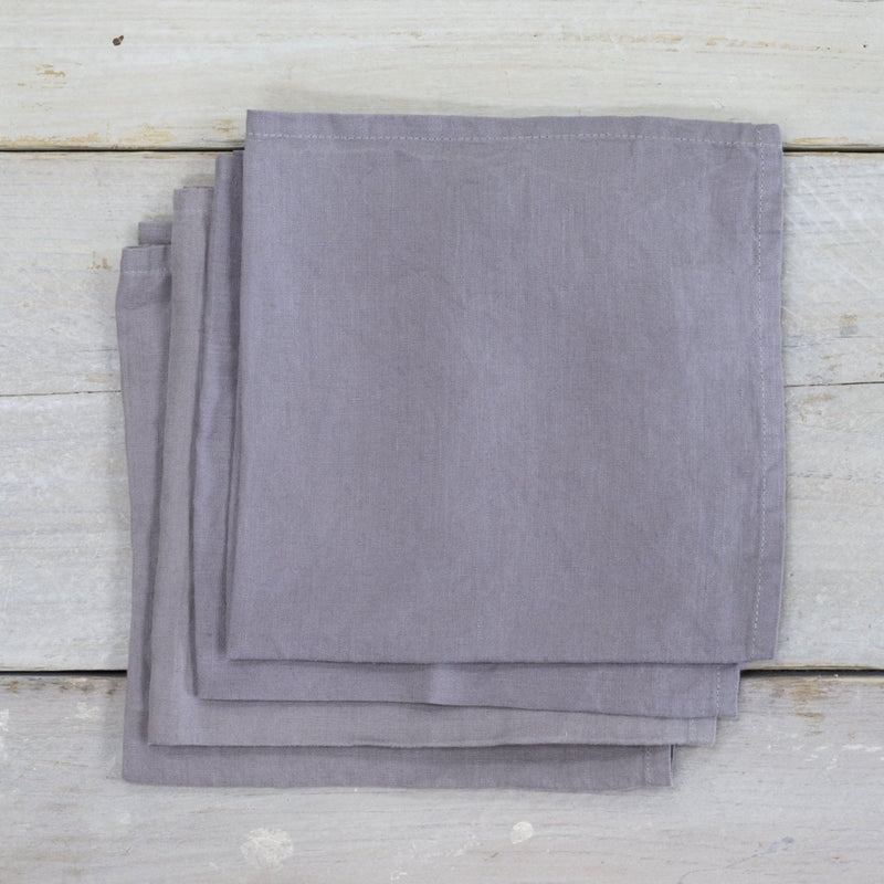 Garment Washed 100% Linen Napkin Set Pewter Grey