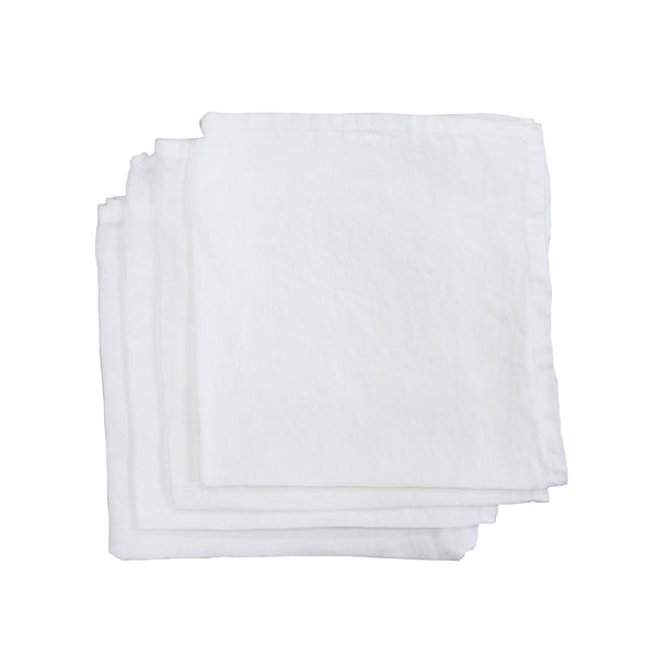 Garment Washed 100% Linen Napkin Set White