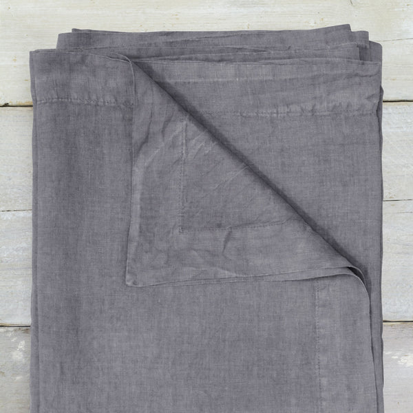 Garment Washed 100% Linen Tablecloth Pewter Grey