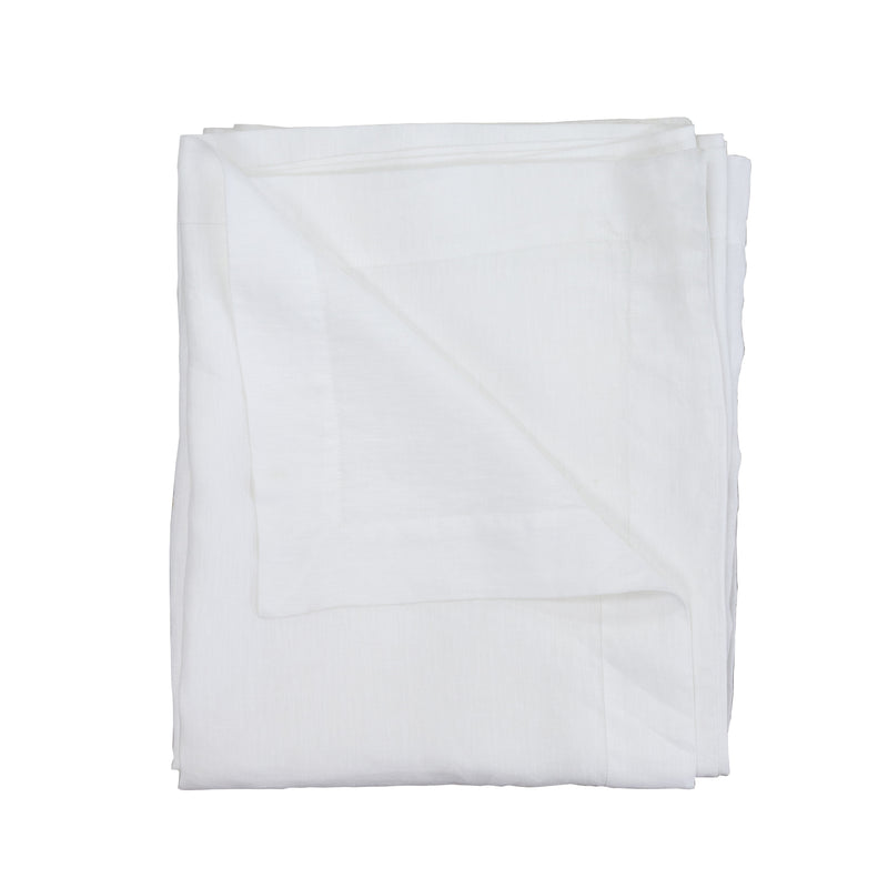 Garment Washed 100% Linen Tablecloth White