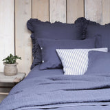 Olivia Ruffle Pillow 100% Linen Aegean Blue