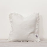 Oli Ruffle 100% Linen Cushion White