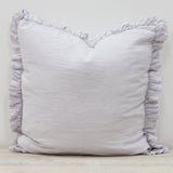 Olivia Ruffle 100% Linen Pillow Silver Grey